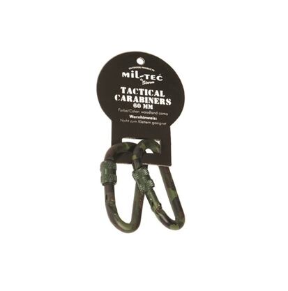 Karabina D se zámkem 60 mm [sada 2 ks] woodland