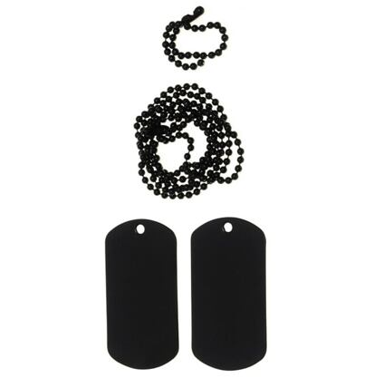 ID známka US (Dog Tag) - plechy + řetízky černá