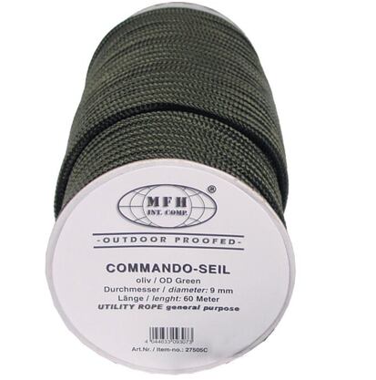 Lano pomocné 9 mm cívka 60 m olivové