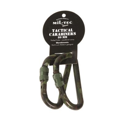 Karabina D se zámkem 80 mm [sada 2 ks] woodland